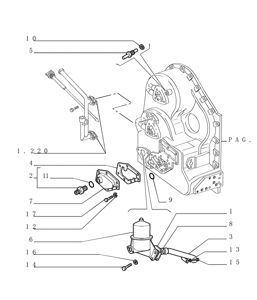 Схема запчастей Case 1850K - (1.211[05]) - TRANSMISSION - COMPONENTS Hydrostatic Transmission