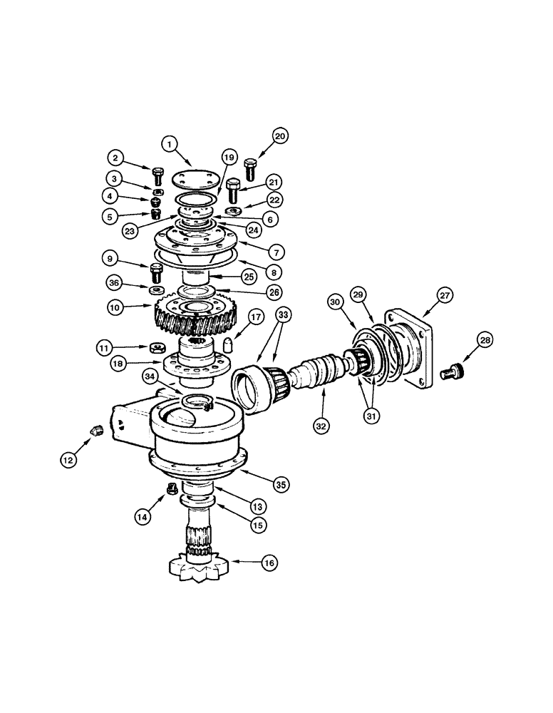 Схема запчастей Case 885 - (08-042[01]) - CIRCLE HYDRAULIC CIRCUIT - TURN-CIRCLE REDUCER (08) - HYDRAULICS