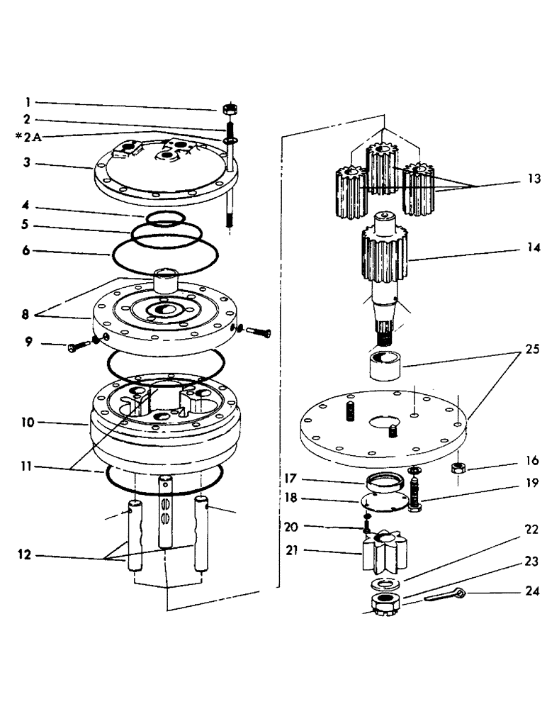 Схема запчастей Case 30YM - (045) - TURNTABLE SWING MOTOR, USED ON UNITS W/SERIAL NOS. 1 THRU 299. (07) - HYDRAULIC SYSTEM