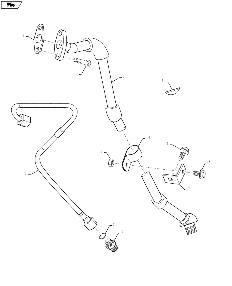 Схема запчастей Case 721F - (10.250.02) - TURBOCHARGER DRAIN LINE (10) - ENGINE