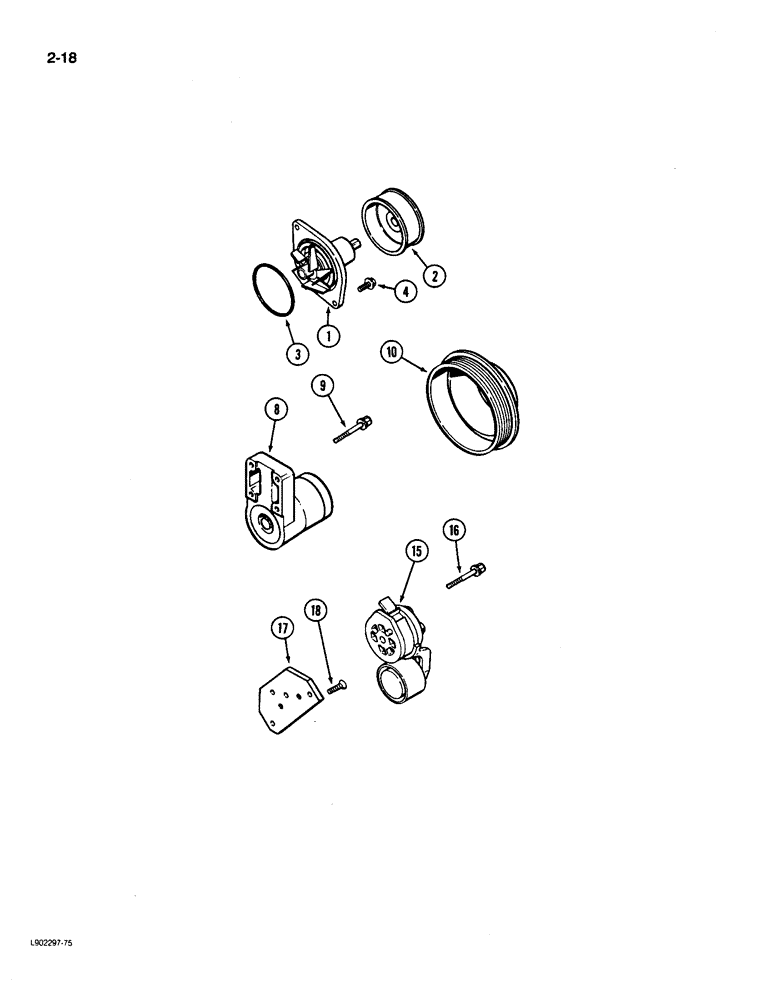 Схема запчастей Case 1085C - (2-18) - WATER PUMP SYSTEM, 6T-590 ENGINE (02) - ENGINE