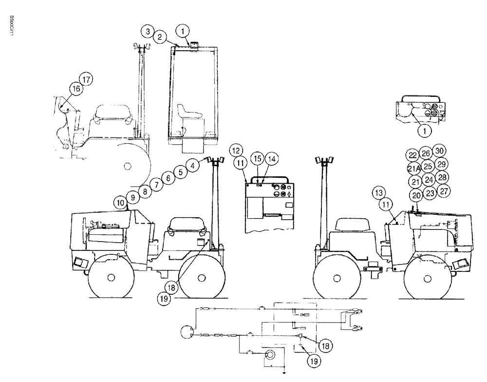 Схема запчастей Case MAXI-SNEAKER - (04-03A) - ELECTRICAL HARNESS, LAMPS AND HORN ENGLISH UNITS ONLY - MAXI SNEAKER SERIES C TRENCHER (04) - ELECTRICAL SYSTEMS