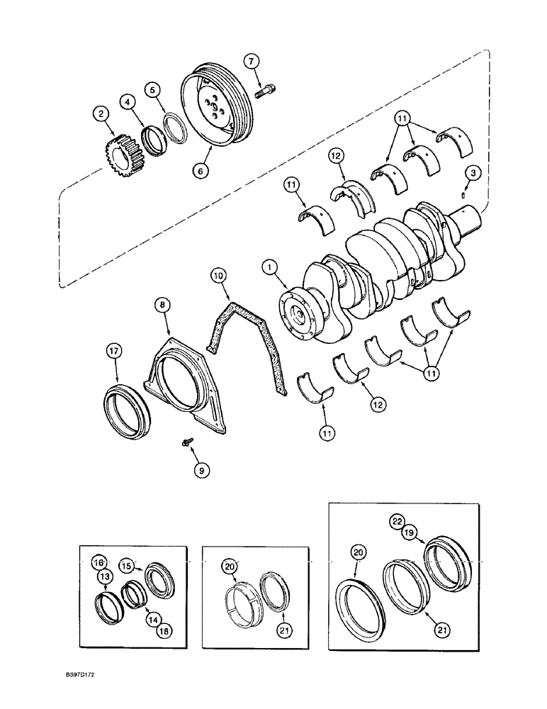 Схема запчастей Case 9020B - (2-080) - CRANKSHAFT, 4TA-390 EMISSIONS CERTIFIED ENGINE, P.I.N. DAC02#2001 AND AFTER (02) - ENGINE