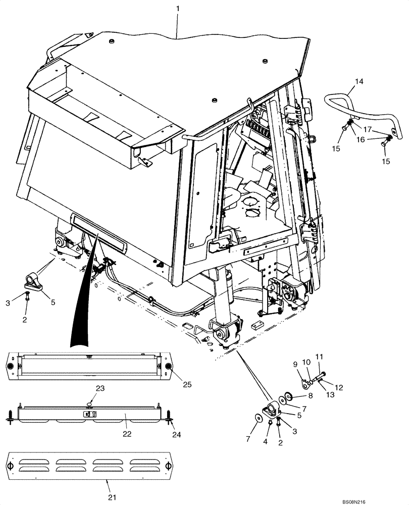 Схема запчастей Case 850K - (09-25) - CAB - FRAME, MOUNTING AND GRAB HANDLES & EXTERNAL CAB FILTER (09) - CHASSIS/ATTACHMENTS