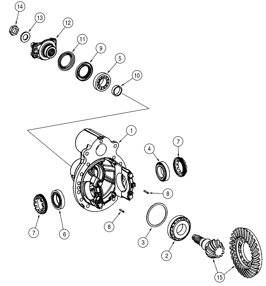 Схема запчастей Case 621D - (06-23B) - AXLE, REAR - DIFFERENTIAL CARRIER (06) - POWER TRAIN