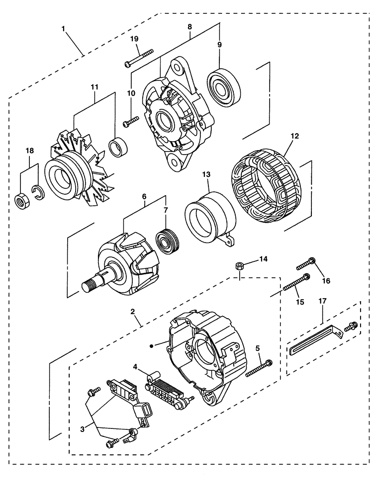 Схема запчастей Case CX350 - (04-043-00[01]) - ALTERNATOR (05) - STEERING