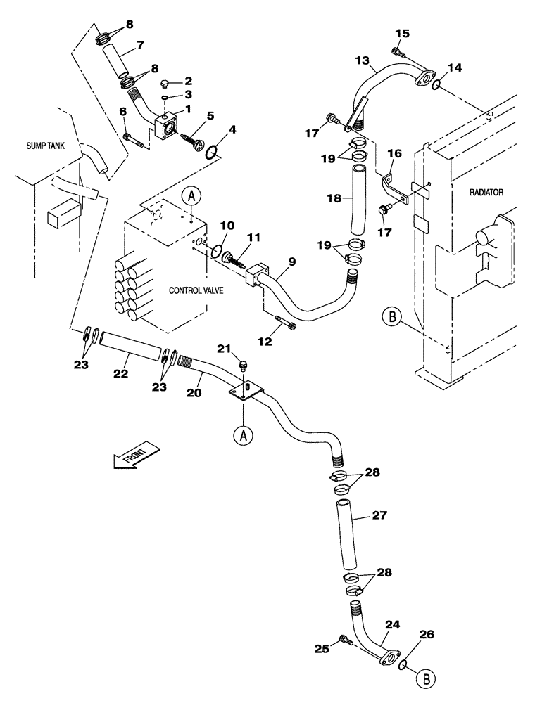 Схема запчастей Case CX250C - (08-006[00]) - HYDRAULIC CIRCUIT - COOLER (08) - HYDRAULICS