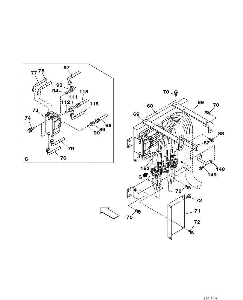 Схема запчастей Case CX800 - (08-34) - PILOT CONTROL LINES, PARTITION - MODELS WITH LOAD HOLD (08) - HYDRAULICS