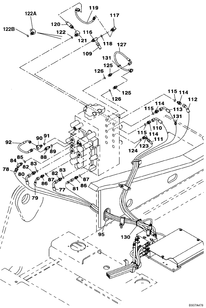 Схема запчастей Case CX210BNLC - (08-18) - PILOT CONTROL LINES, CONTROL VALVE - STANDARD (08) - HYDRAULICS