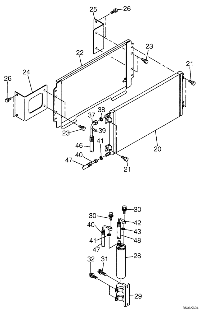 Схема запчастей Case CX210B - (09-25) - AIR CONDITIONING - CONDENSER AND RECEIVER-DRIER (09) - CHASSIS/ATTACHMENTS