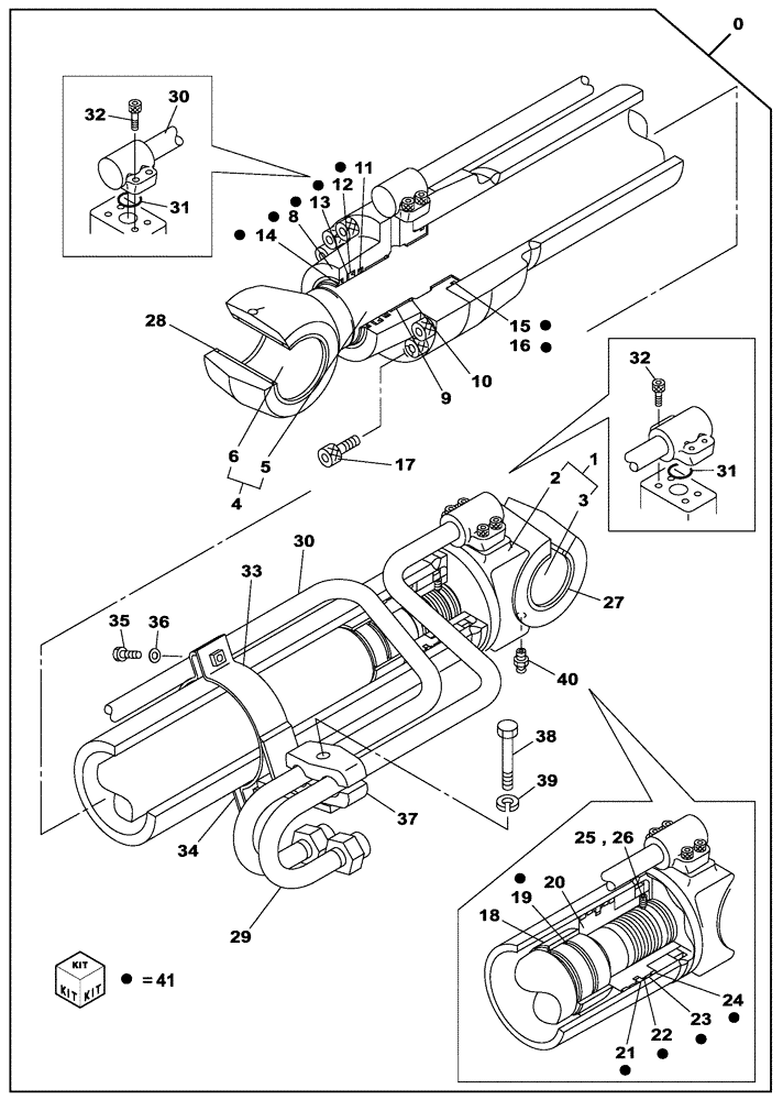 Схема запчастей Case CX210C LR - (35.736.03) - BOOM CYLINDER - RIGHT - WITHOUT SAFETY VALVE (35) - HYDRAULIC SYSTEMS