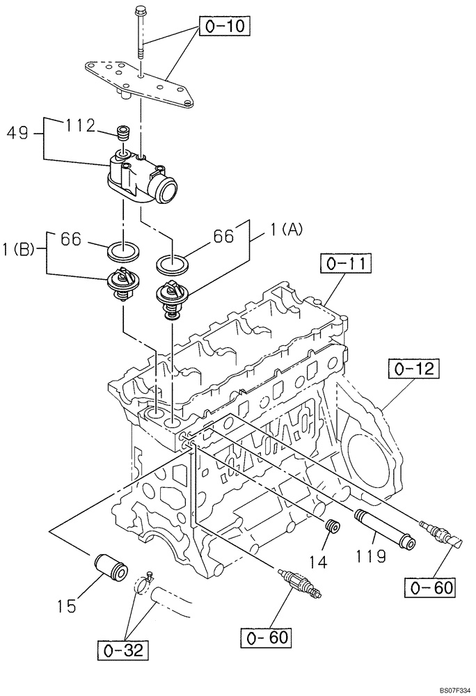 Схема запчастей Case CX210BNLC - (02-25) - ENGINE WATER CIRCUIT - THERMOSTAT (02) - ENGINE