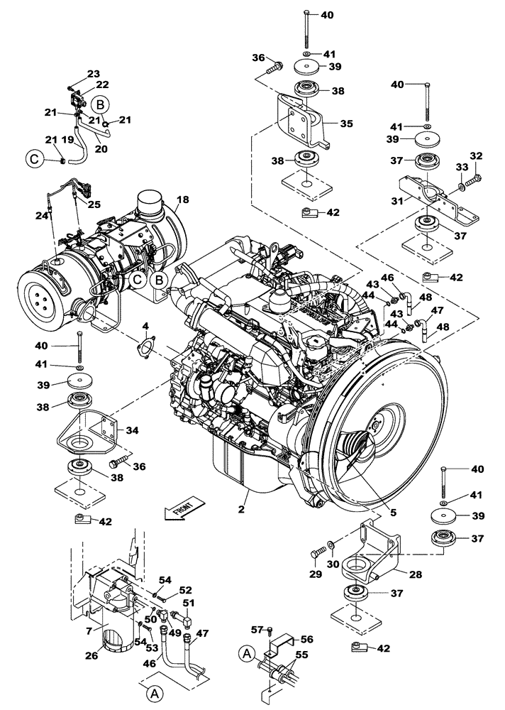 Схема запчастей Case CX235C SR - (10.001.02[01]) - ENGINE MOUNTING - ENGINE - OIL CIRCUIT (10) - ENGINE