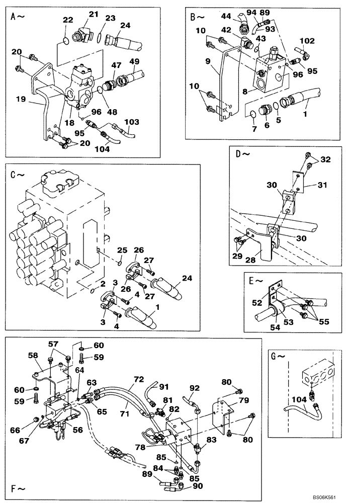 Схема запчастей Case CX240B - (08-037) - HYDRAULICS, AUXILIARY - MULTI-PURPOSE + 3 WAY VALVE, TRIGGER ACTIVATED (08) - HYDRAULICS