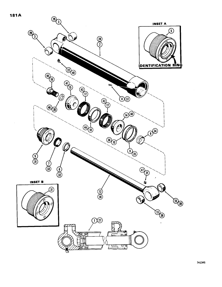 Схема запчастей Case 26S - (181A) - G33291 BUCKET CYLINDER, GLAND HAS IDENTIFICATION RING 