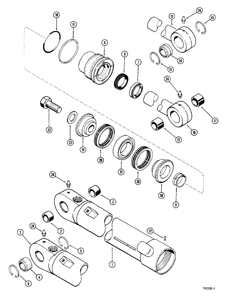 Схема запчастей Case 350 - (312) - G34421 & G33398 TILT CYLS.- ANGLE TILT DOZER, TUBE HAS WELDED BAR AND BLOCK FOR MOUNTING (07) - HYDRAULIC SYSTEM