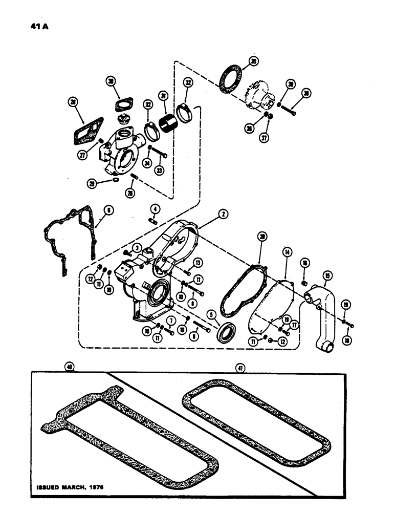 Схема запчастей Case 450 - (041A) - A51890 CONVERSION KIT, (188) DIESEL ENGINE, TO CONVERT 1 PIECE COVER TO 2 PIECE COVER (01) - ENGINE