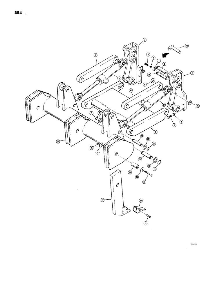 Схема запчастей Case 1450 - (354) - RIPPER MECHANICAL PARTS - 3 SHANK (09) - CHASSIS/ATTACHMENTS