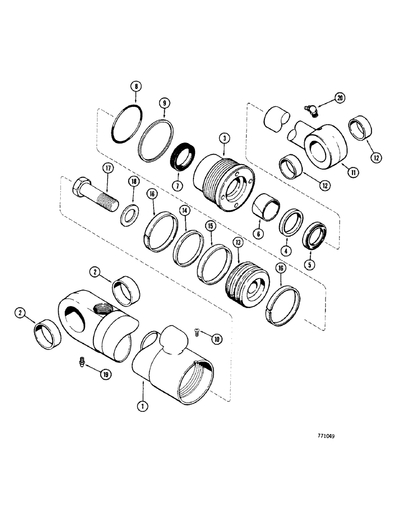 Схема запчастей Case 350 - (292) - G101250 ANGLE CYLINDERS - ANGLE TILT DOZER, HAS ONE PIECE PISTON AND ANGLED HOSE CONNECTION (07) - HYDRAULIC SYSTEM