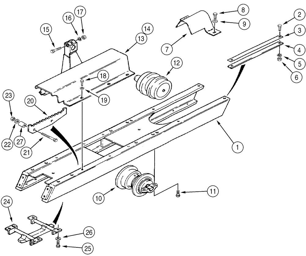 Схема запчастей Case 550H - (5-01) - FRAME, TRACK - ROLLER AND RECOIL HOUSING (11) - TRACKS/STEERING