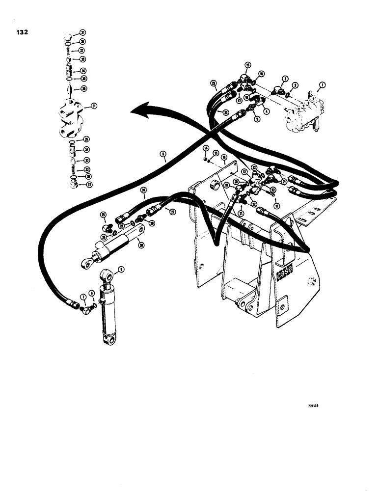 Схема запчастей Case 35 - (132) - 3-POINT HITCH, *D17196 ANTI-LEAKDOWN KIT, FOR LIFT AND PITCH CYL 