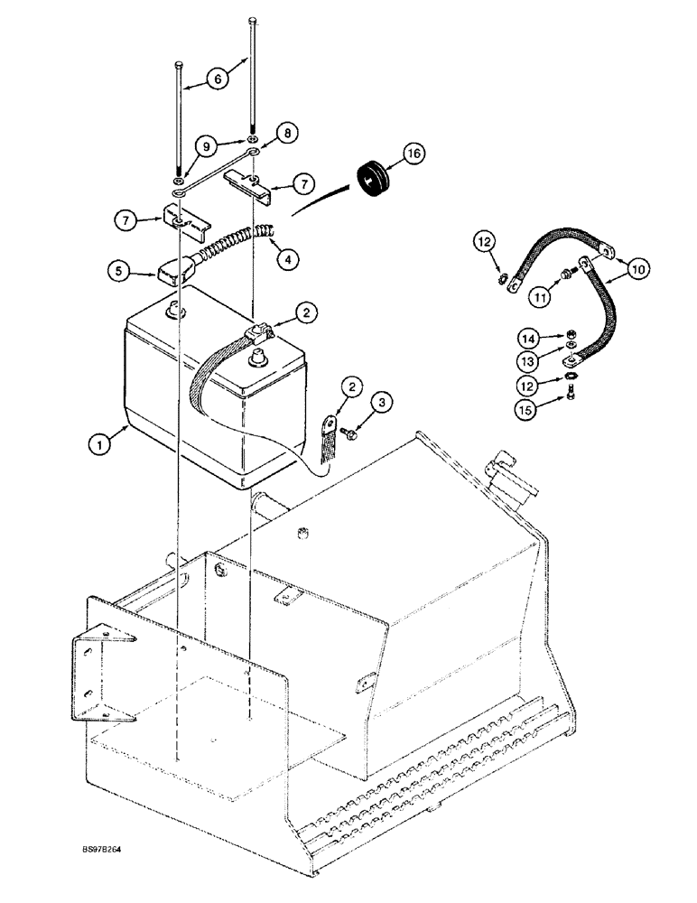 Схема запчастей Case 580SL - (4-12) - BATTERY AND BATTERY CABLES, MODELS WITHOUT COLD START (04) - ELECTRICAL SYSTEMS