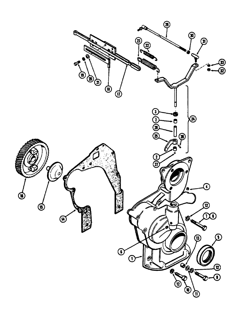 Схема запчастей Case 530CK - (024) - GOVERNOR - TIMING GEAR COVER, (159) SPARK IGNITION ENGINE (10) - ENGINE