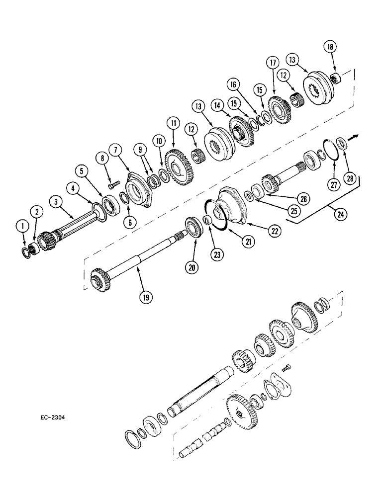 Схема запчастей Case 380B - (6-182) - SPEED TRANSMISSION, IN CLUTCH HOUSING (06) - POWER TRAIN