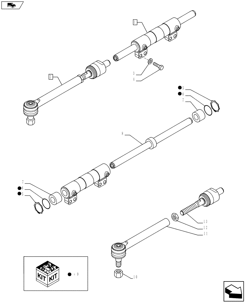 Схема запчастей Case 580SN WT - (41.216.06) - AXLE, FRONT DRIVE - CYLINDER, STEERING STD ACP (41) - STEERING