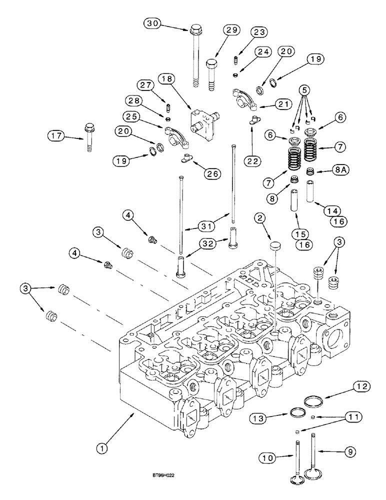 Схема запчастей Case 590SL - (2-34) - CYLINDER HEAD AND VALVE MECHANISM, 4T-390 EMISSIONS CERTIFIED ENGINE (02) - ENGINE