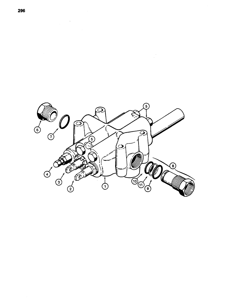 Схема запчастей Case 480D - (296) - PARKER LOADER CONTROL VALVE, USED ON MODELS WITH SINGLE CONTROL LEVER (35) - HYDRAULIC SYSTEMS