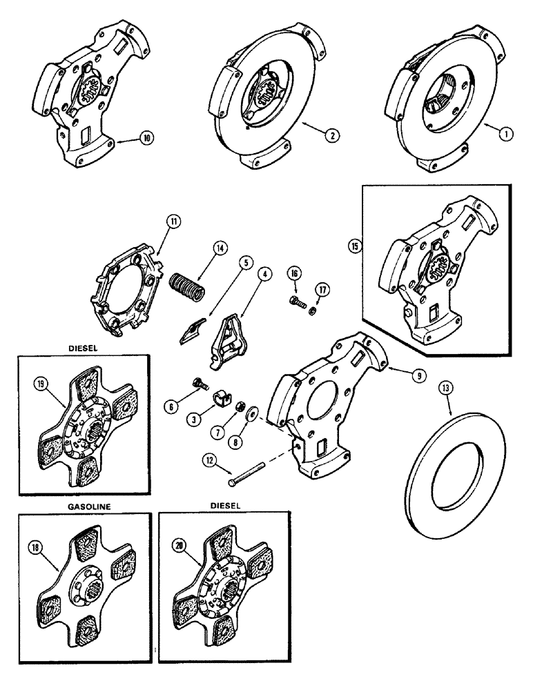 Схема запчастей Case 580B - (162) - CLUTCH, MECHANICAL SHUTTLE (06) - POWER TRAIN