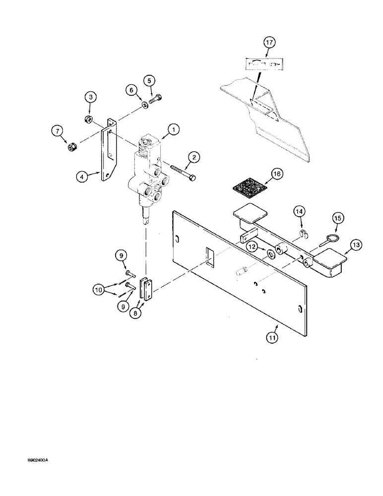 Схема запчастей Case 1825 - (8-36) - AUXILIARY CONTROLS AND VALVE MOUNTING (08) - HYDRAULICS