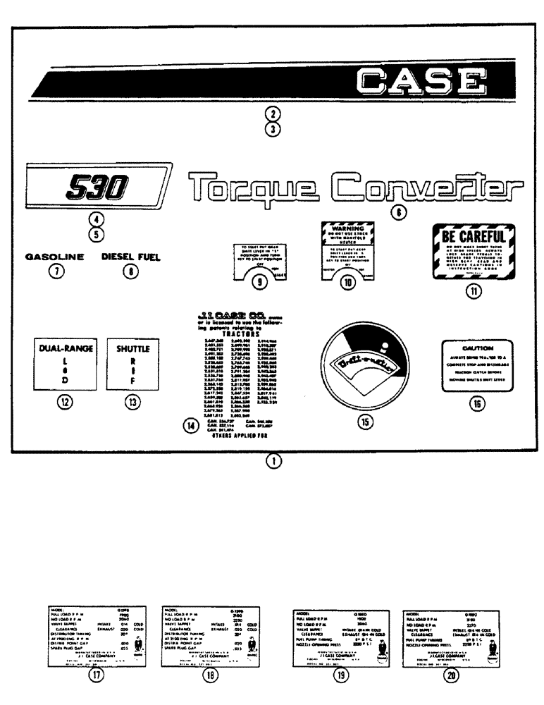 Схема запчастей Case 530CK - (156) - DECALS (90) - PLATFORM, CAB, BODYWORK AND DECALS