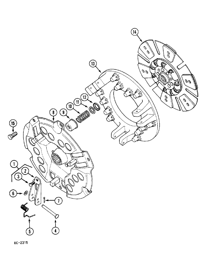 Схема запчастей Case 380B - (6-154) - CLUTCH, HEAVY DUTY, 12 INCH ROCKFORD, P.I.N. 18106 AND AFTER (06) - POWER TRAIN