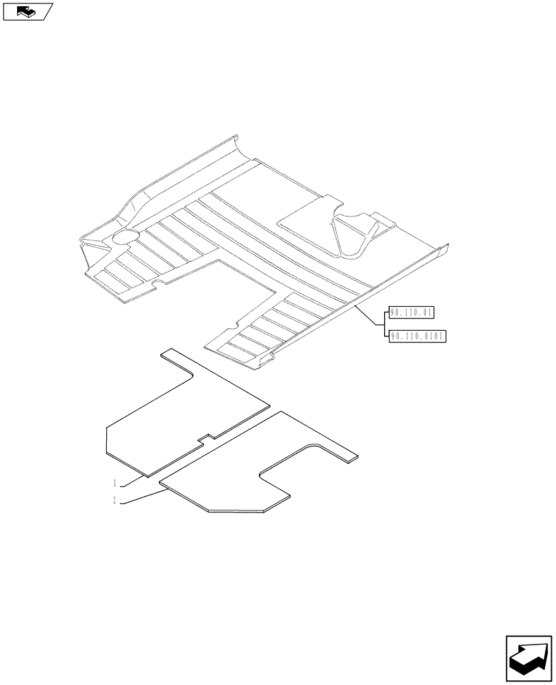 Схема запчастей Case 580SN WT - (90.100.11) - HEAT SHIELD FOR PILOTS (90) - PLATFORM, CAB, BODYWORK AND DECALS