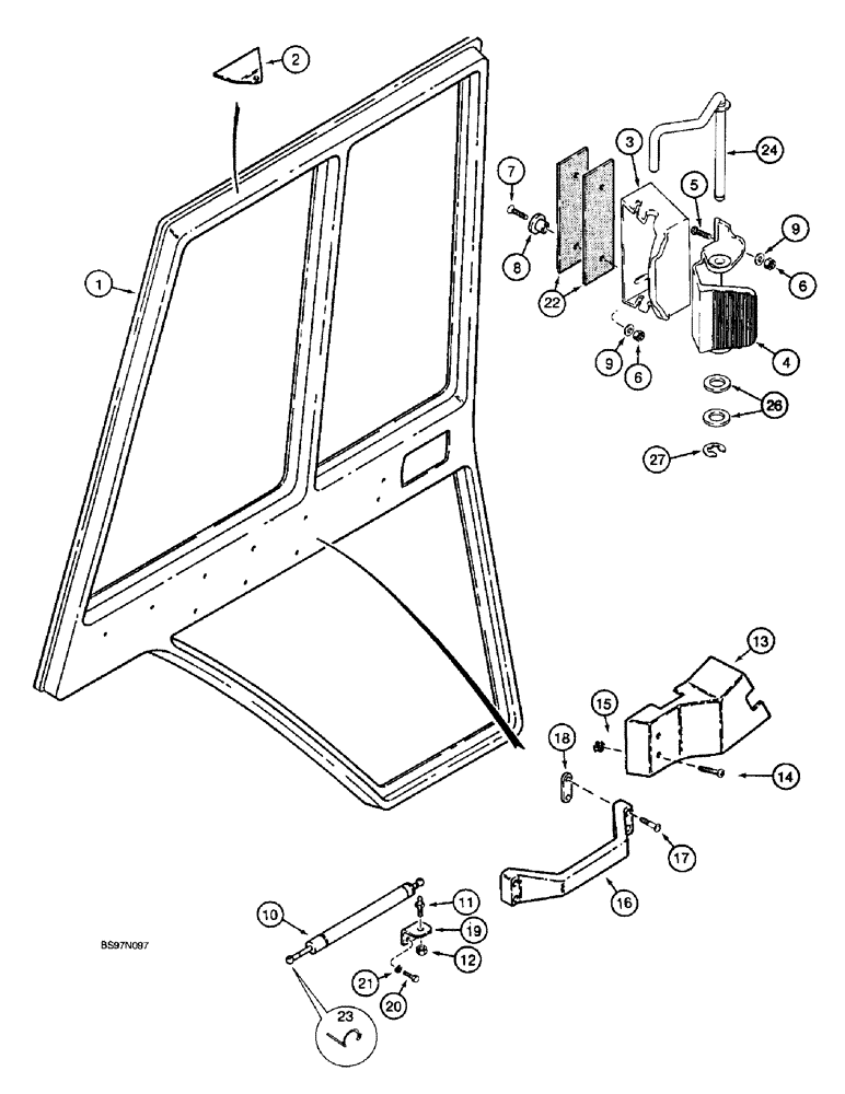 Схема запчастей Case 590SL - (9-77) - LEFT-HAND AND RIGHT-HAND CAB DOORS - INTERIOR (09) - CHASSIS/ATTACHMENTS