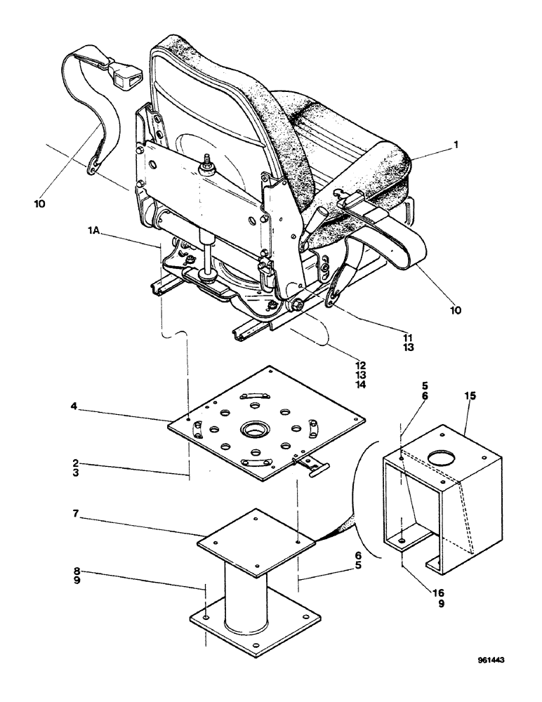 Схема запчастей Case 580G - (446) - SEAT MOUNTING PARTS AND SEAT BELT (09) - CHASSIS/ATTACHMENTS