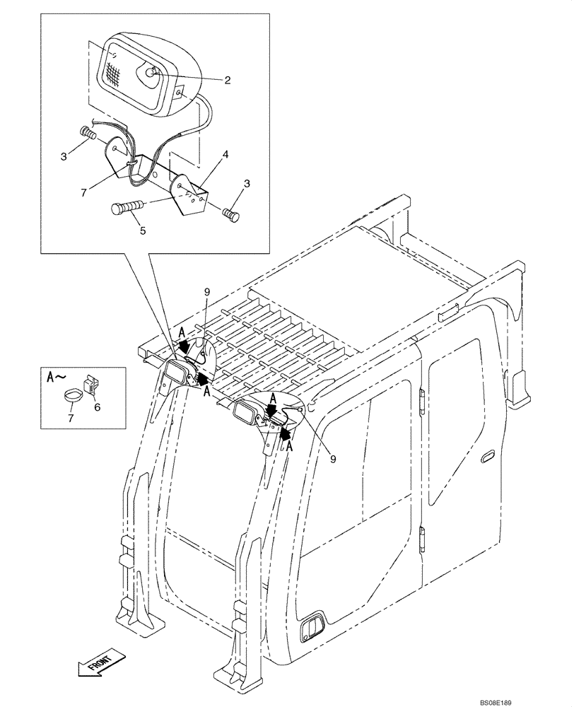 Схема запчастей Case CX700B - (04-08A) - LAMP, WORKING (W/ CAB HEAD GUARDS) (04) - ELECTRICAL SYSTEMS