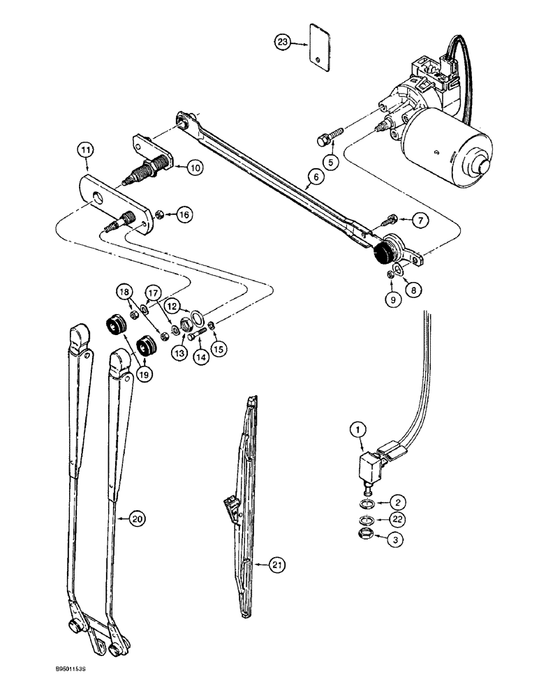 Схема запчастей Case 570LXT - (9-142) - CAB REAR WINDSHIELD WIPER (09) - CHASSIS/ATTACHMENTS