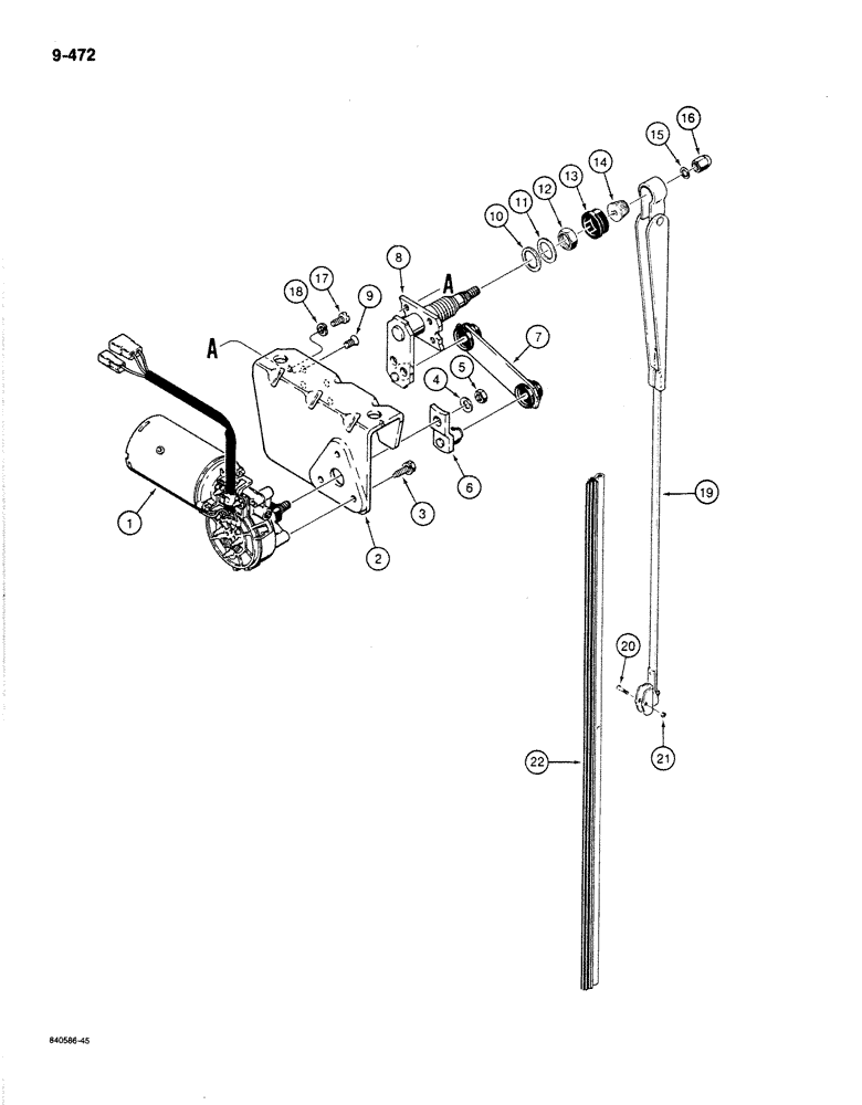 Схема запчастей Case 780C - (9-472) - CAB FRONT WINDSHIELD WIPER, ROBERT BOSCH PARTS (09) - CHASSIS/ATTACHMENTS