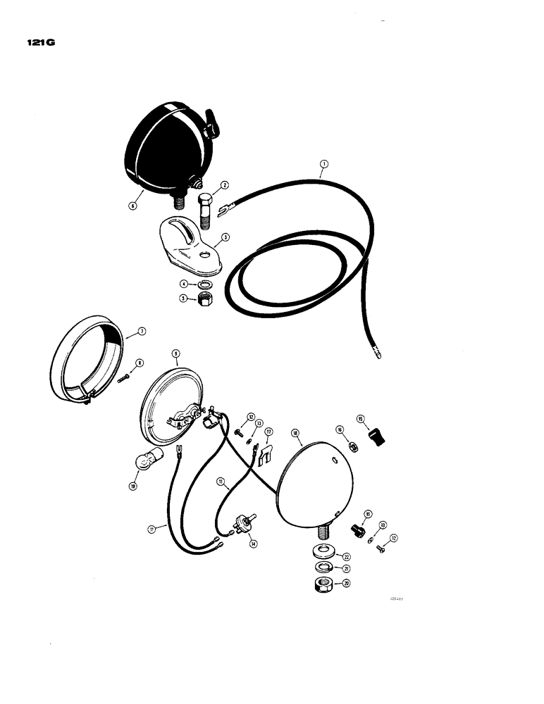 Схема запчастей Case 580B - (121G) - FENDER MOUNTED FLOOD AND TAIL LIGHT (04) - ELECTRICAL SYSTEMS