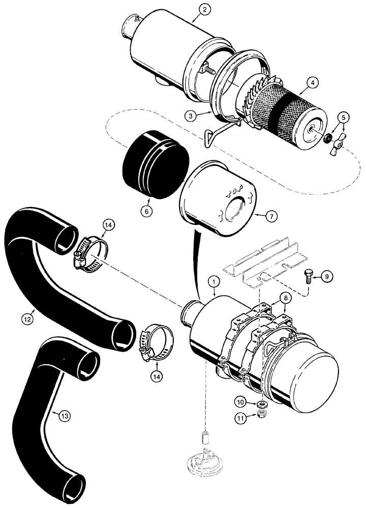 Схема запчастей Case 1825 - (2-06) - AIR CLEANER AND MOUNTING PARTS (02) - ENGINE