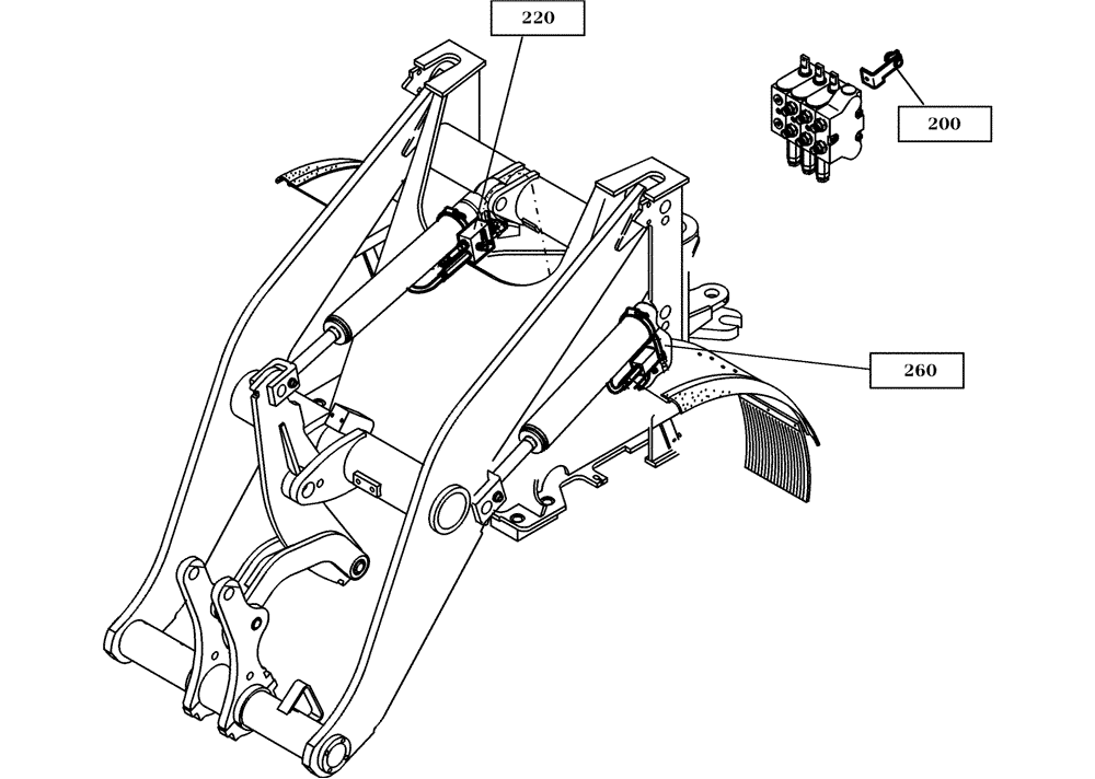 Схема запчастей Case 321D - (76.200[001]) - SAFETY-BREAK PROT. INSTALLATION (OPTION) (S/N 591052-UP) No Description