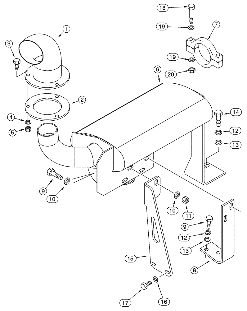 Схема запчастей Case 90XT - (02-03) - EXHAUST SYSTEM NORTH AMERICA, - JAF0245224 (02) - ENGINE