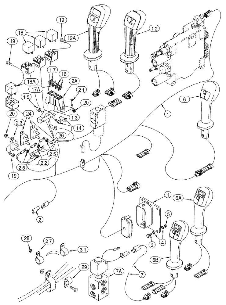 Схема запчастей Case 95XT - (04-07) - CHASSIS HARNESS, FRONT (NORTH AMERICA JAF0237964-) (04) - ELECTRICAL SYSTEMS