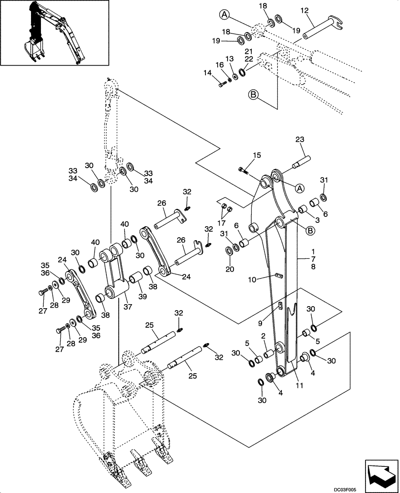 Схема запчастей Case CX36 - (09-53[00]) - ARM ASSY (CX36 ASN PX11 - 08901) (09) - CHASSIS/ATTACHMENTS