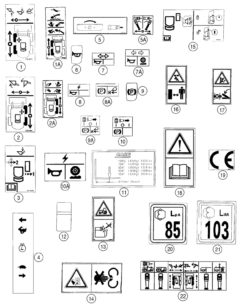 Схема запчастей Case 95XT - (09-76) - DECALS (09) - CHASSIS/ATTACHMENTS