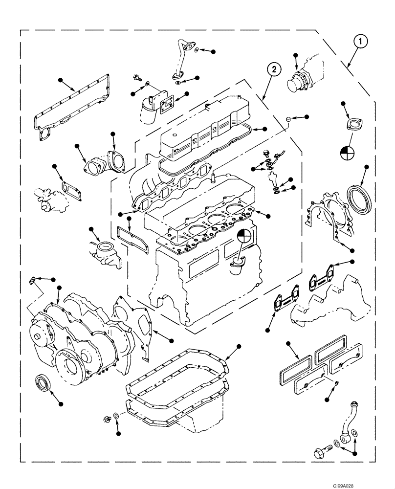 Схема запчастей Case CX135SR - (02-28) - PACKAGE, SEALS (02) - ENGINE