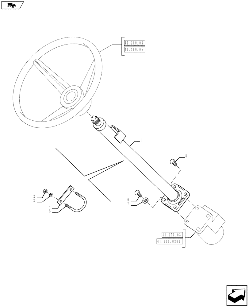 Схема запчастей Case 590SN - (41.101.04) - VAR - 423000, 442082 - STEERING COLUMN, CANOPY (41) - STEERING